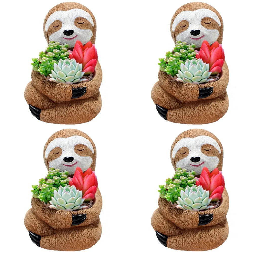Creative Succulent Planter Flowerpot Black Cat Cute Resin Plant Pot Best Gifts for Family Friends Sloth Plant Holder Xmas Gifts