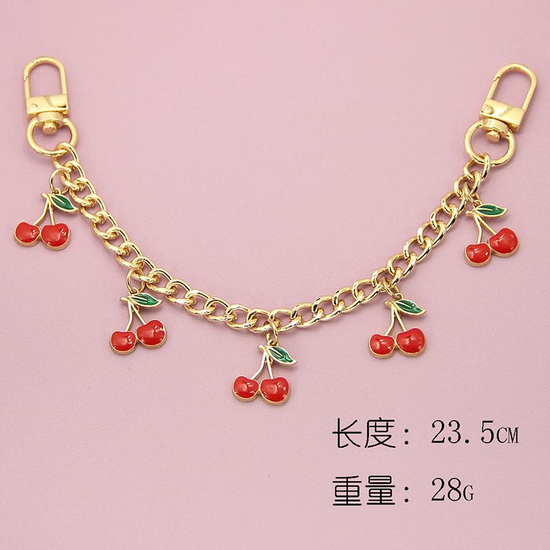 Fashion Temperament Glass Stone Red Cherry Chain Jewelry Bag Hanging Jewelry Bag Charm Bag Accessories
