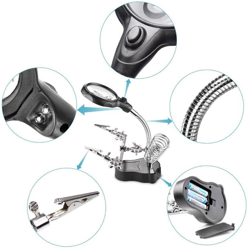 Repair Auxiliary Clamp Light, Clamp-On Soldering Magnifying Glass, With Auxiliary Soldering Iron Stand For Precision Electronics
