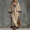 European and American New Hooded Dress Loose Seven-quarter Sleeves Contrasting Colors Black Edge Lazy Style Long Petticoat