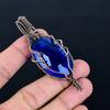 Blue Sapphire Pendant, Handmade Gemstone Pendant, 999 Copper Wire Wrapped Pendant Antique Jewelry, For Engagement Gift