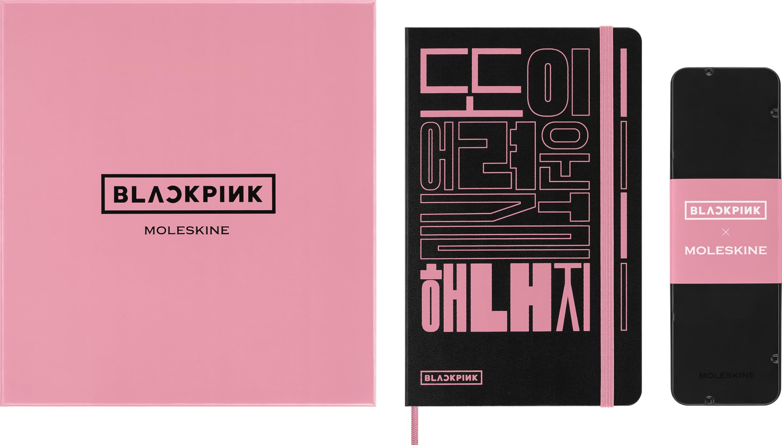 Moleskine x BLACKPINK Boîte à Esquisses Carnet Crayons Aquarelle Grand Format x Rose SKBNDL8279S8 + Ensemble de 5 Pièces, (13 cm 21 cm), Couverture rigide, rose