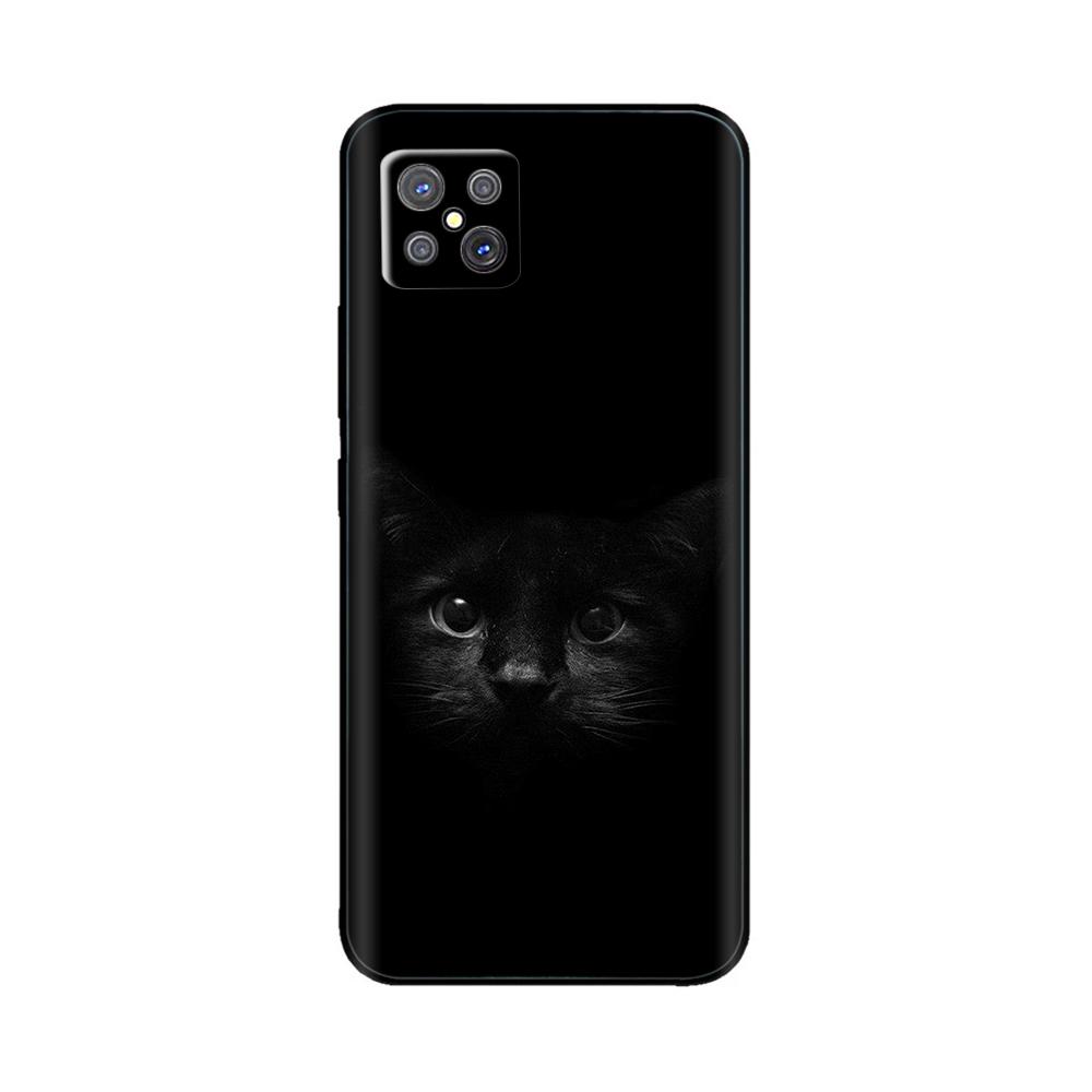 For Oppo Reno4 Z 5G Case Cute Cartoon Painted Black Silicone Soft TPU Back Cover For OPPO A92S Phone Back Bumper Shell Bag Coque