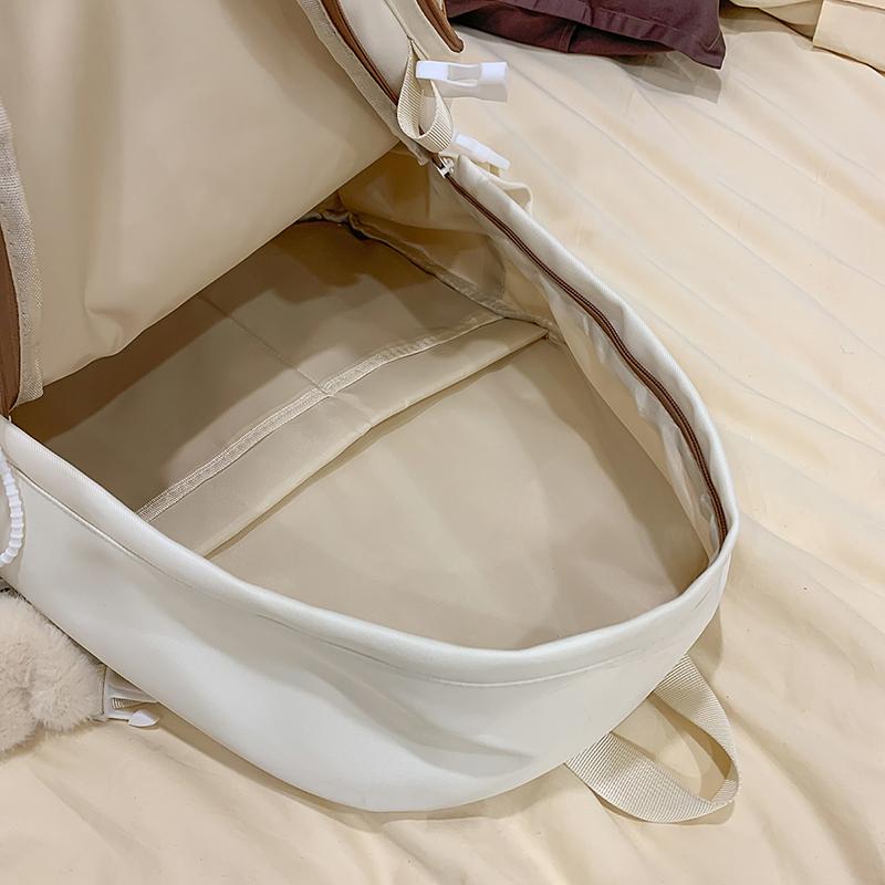 Letter Embroidered Backpack Contrast Color Student Schoolbag Female Campus Backpack