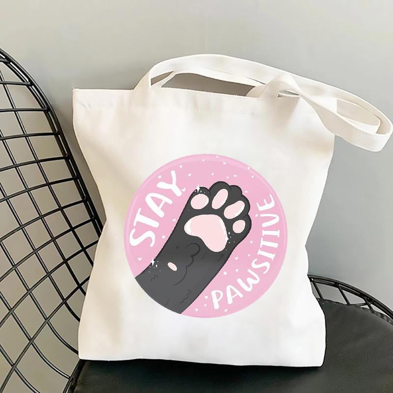 Lustige Hunde Pfote und Fußabdruck Canvas Tragetasche Damen Shopper Taschen Bedruckte Handtasche Geschenk für Frauen Einkaufstasche Strand Umhängetasche