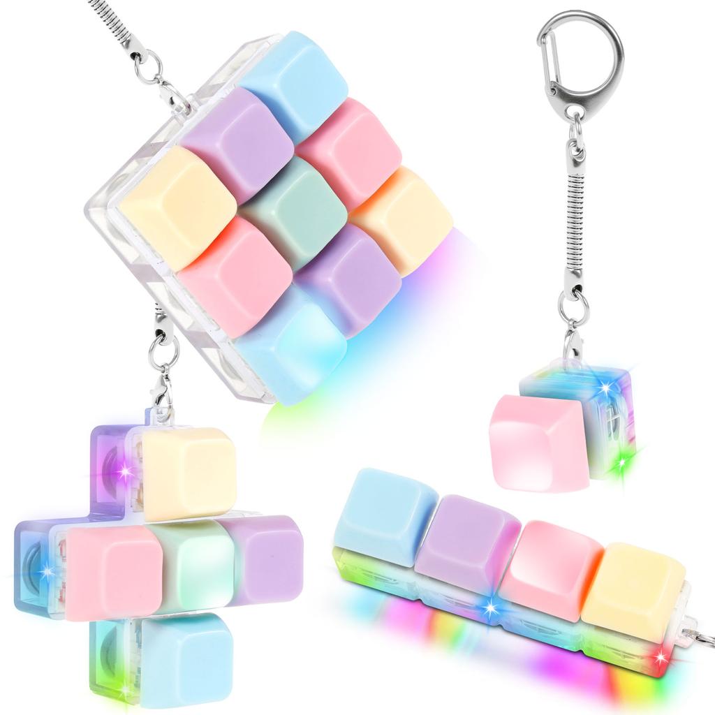 6Pcs Colorful Keyboard Fidget Toy Portable Keyboard Clicker Toy Funny Keypad Fidget Keychain Decompression Plaything for Adult