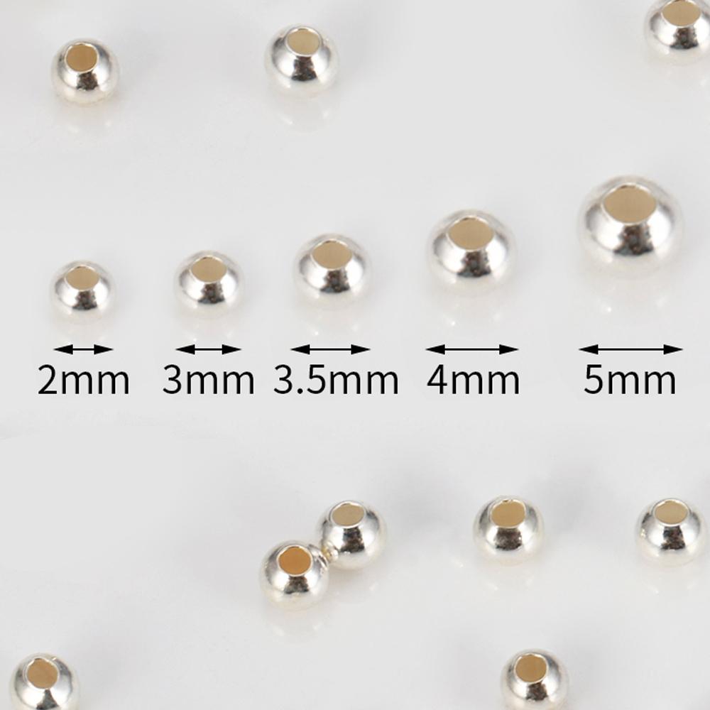 10-30pcs 2-5mm 100% Real 925 Sterling Silver Round Beads Spacer Beads Accessories for Bracelet Necklace Jewelry Making Findings
