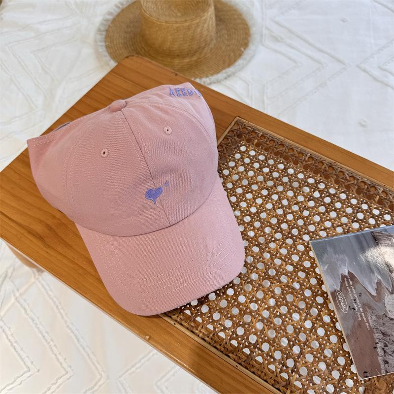Love embroidery half-empty top baseball cap female summer student college wind can tie ponytail cap versatile sun hat