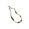 Titanium Steel Pearl & Tiger Eye Vintage Clavicle Necklace - Light Luxury Niche Design