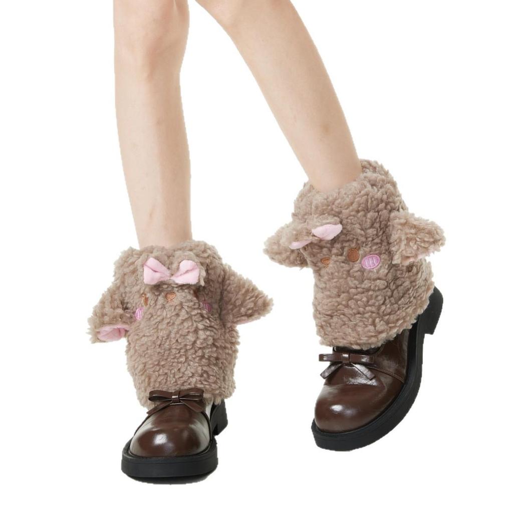 Adorables Calentadores de Pierna de Oveja para Botas de Invierno - Media Pantorrilla, Acogedores y Lindos para Niñas