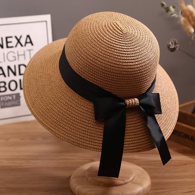 Путешествие к морю Отпуск Пляжная шляпа Универсальный солнцезащитный козырек Складная соломенная шляпа Ins Ветер Взрослый Модный M（56-58cm） хаки
