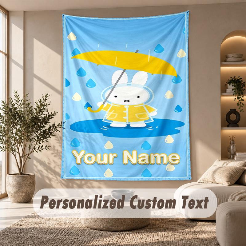 Miffy Tapestry, Personalized Custom Text, Wall Hanging Tapestry For Living Room Home Wall Decor