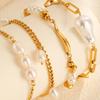 Fashion Jewelry Stainless Steel Imitation Pearl Gold Bracelet Elegant Accessories 2367