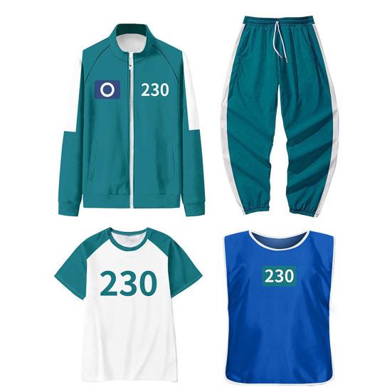 4 Pcs/Set Korean Game Cosplay Costume Squid Series Tracksuit Sweatshirt Jacket Pants