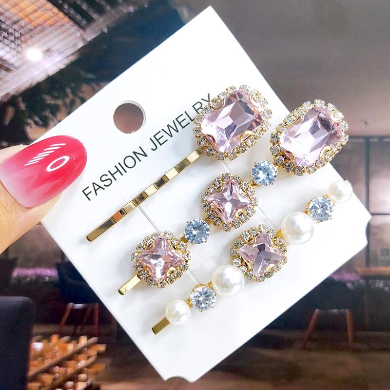 Neues Set Damen Haarspangen Schmuck Mode Kristall Haaraccessoires für Mädchen Luxus Perle Geometrische Haarspangen Nadeln Weihnachtsgeschenk