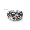 Mens Vintage Adjustable Open Ring With Pixiu Motif Sterling Retro Style Unisex Statement Jewelry