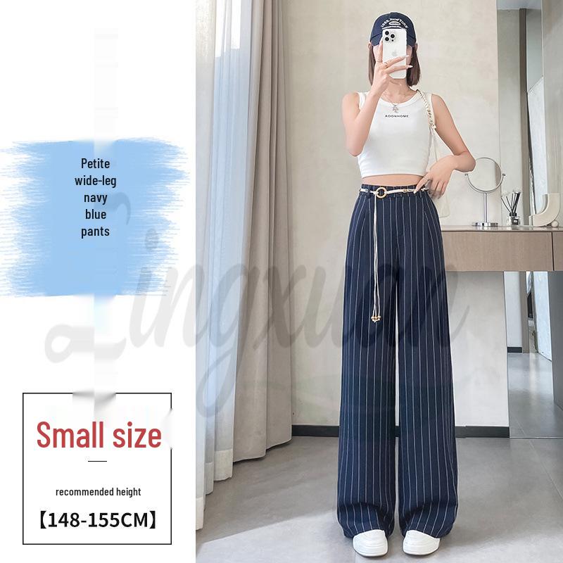 2026 Summer Women s Wide-Leg Striped Ice Silk Cotton Linen Pants M