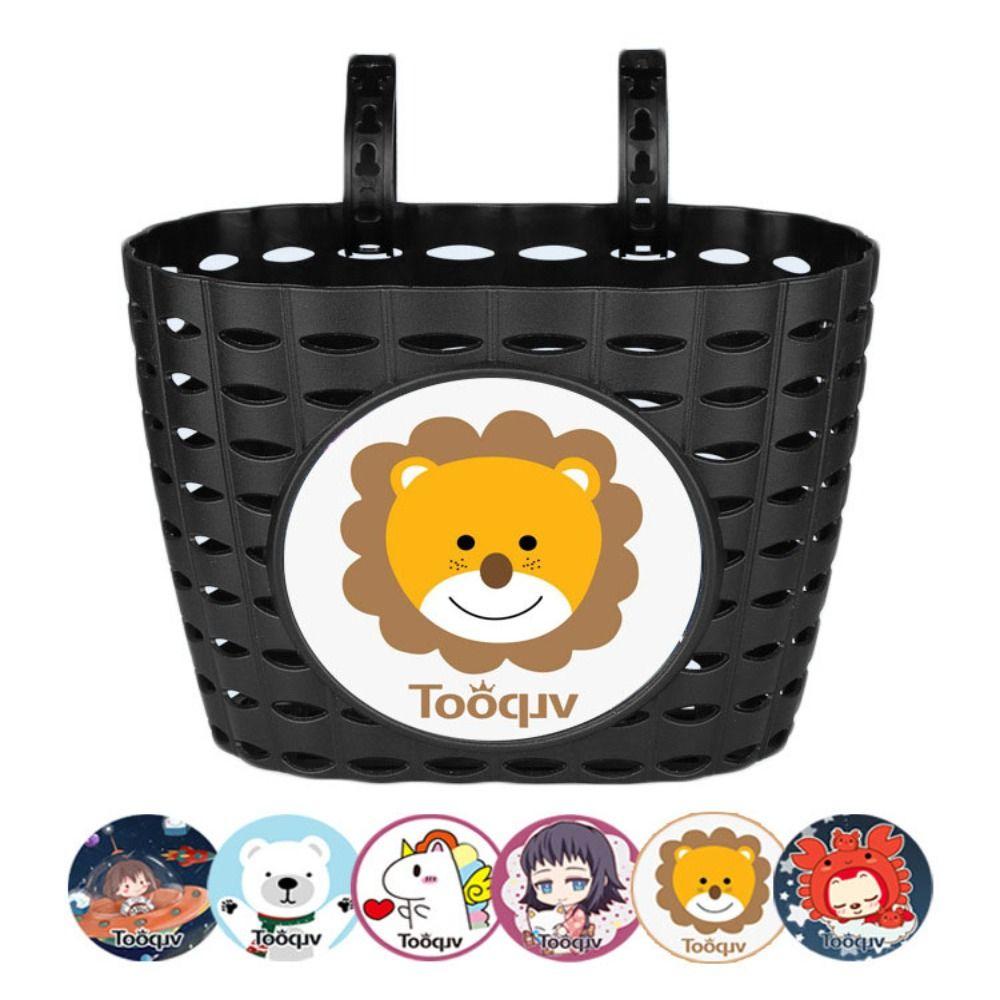 New Multicolors Children Basket Plastic Cartoon Patten Scooter Handlebar Basket Bicycle Storage Bike Accessories