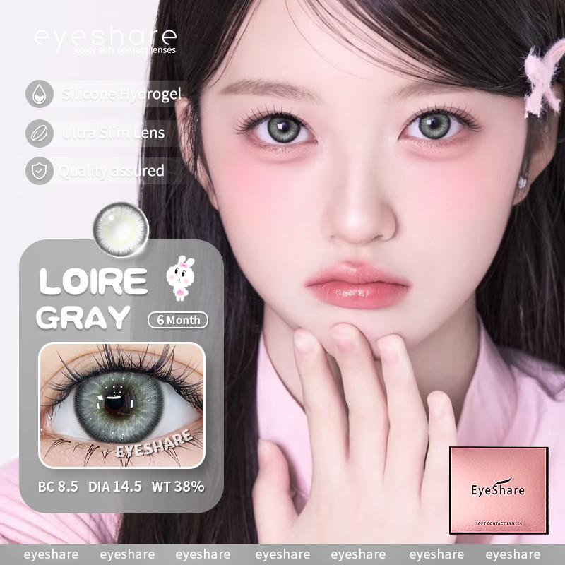 Eyeshare 1pair LOIRE Brown Color Contact Lenses Grey Colored Contact Lens Softlens Valid for 6 Months