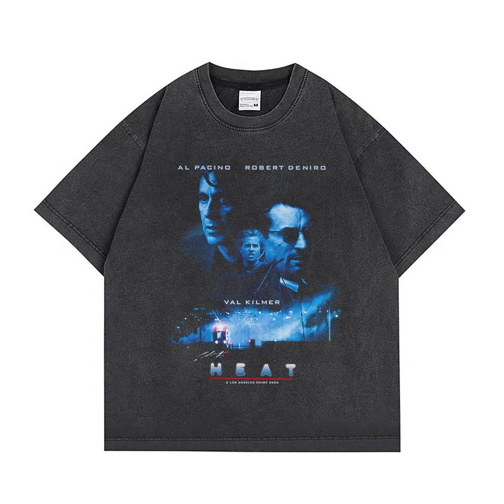 Men's HEAT Movie Graphic T-Shirt Black Movie Theme Shirt Pure Cotton Breathable Unisex Streetwear Oversized Shorr Sleeves Tee