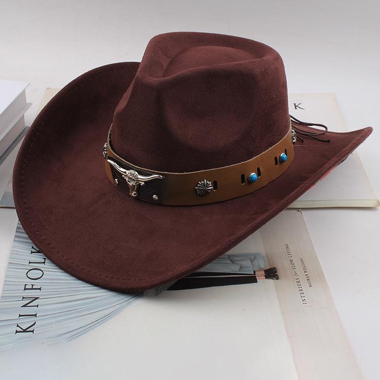 Western Cowboy Style Tibetan Fashion Top Hat Autumn/Winter New Collection Deer Skin Velvet Large Edge Riding Hat