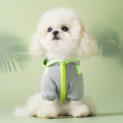 Spring and Summer Breathable Thin Hooded Bipedal Traction Small Dog Teddy Bigbear Going Out Sunscreen Pet Clothes
