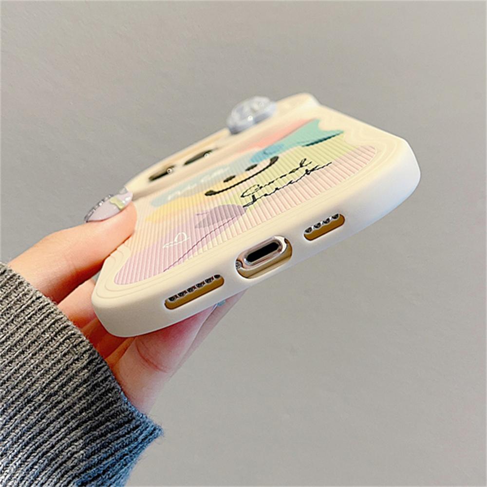 INS Cute 3D Star Rainbow Wave Edge Push Window Protective Silicone Soft Case for iphone 15 14 Pro Max 13 12 11 Shockproof Cover