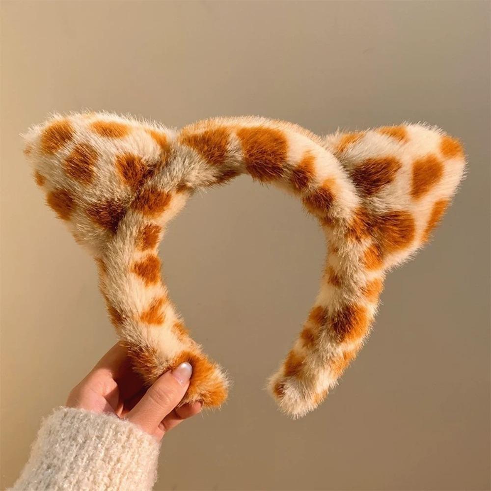 Fashion Washing Headband Cartoon Tiger Pattern Cat Ear Headband Leopard Spots Hairpin
