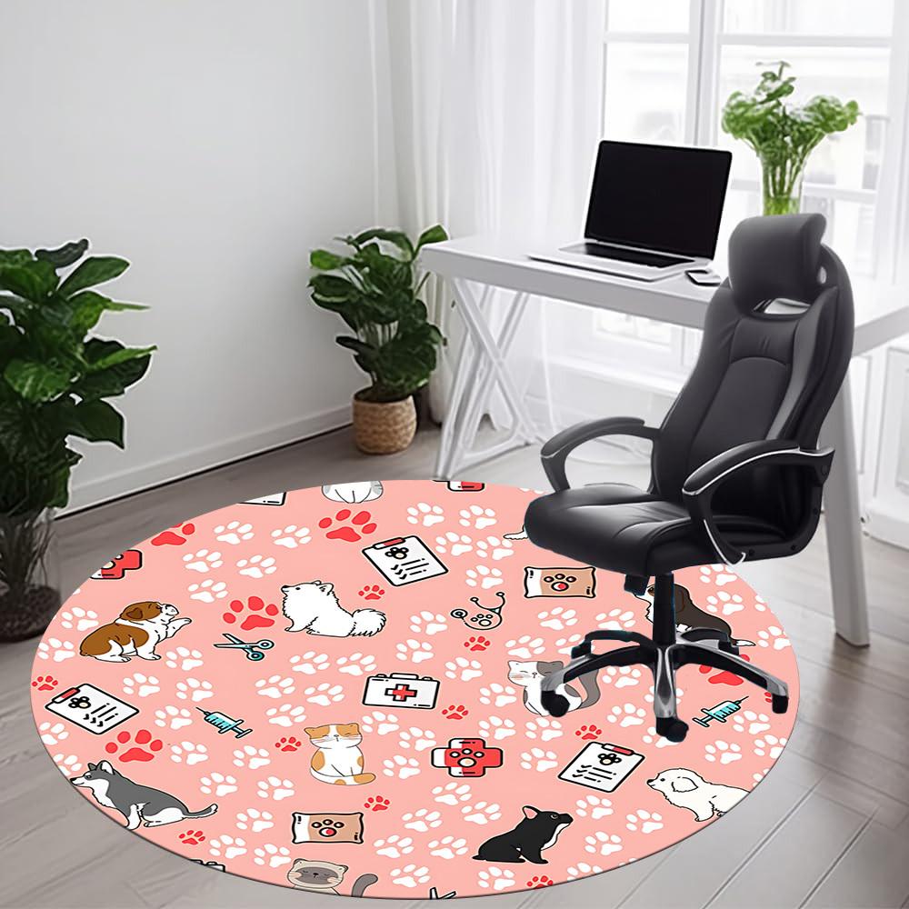 1pc Pet Vet Office Round Area Rug,  Mat Suitable ForOffice, Under Office Chairs Bedroom Living Room Home Decor, Room Deco