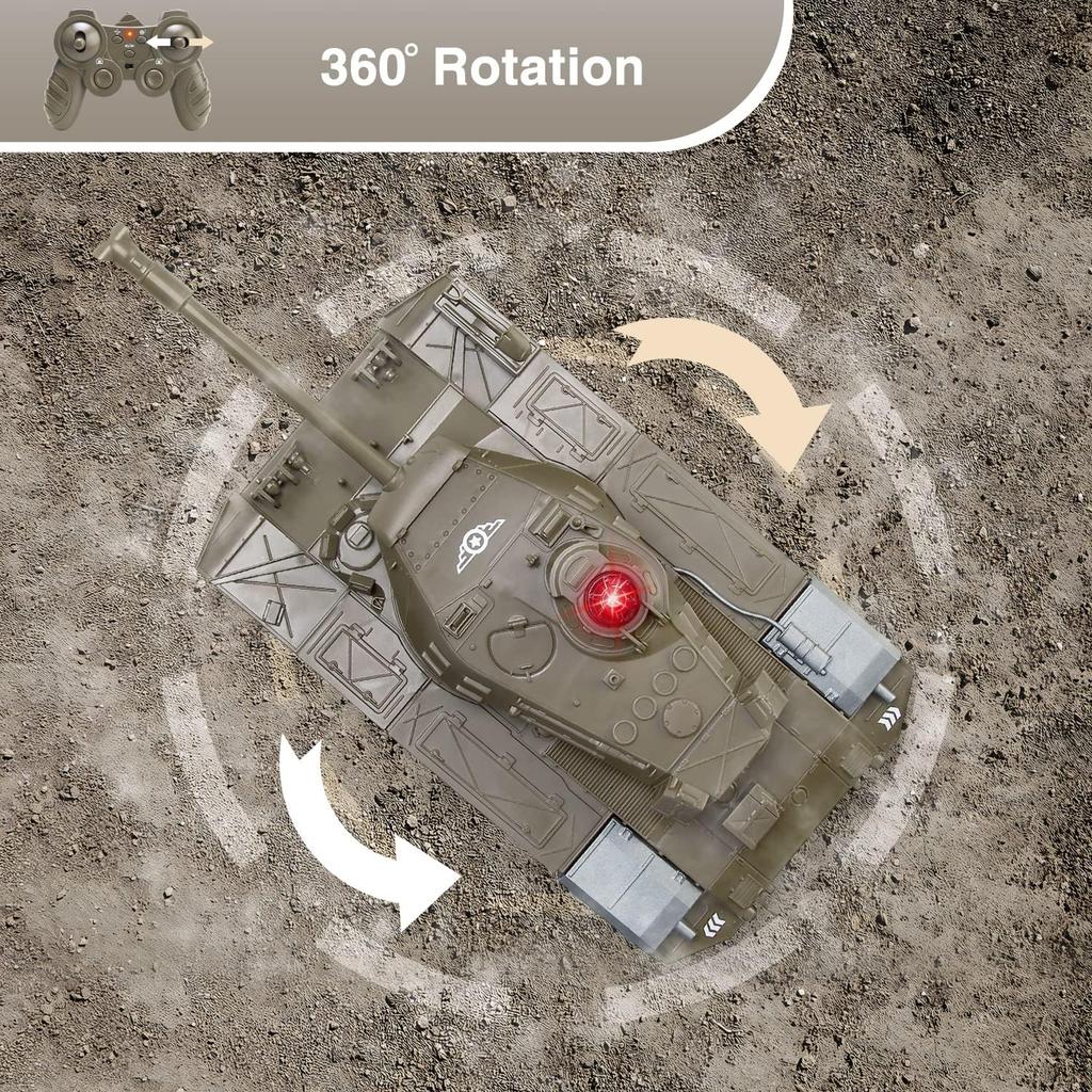 Remote Control Tank for Kids, M41A3 American Army Battle Tank, Programmable RC Tanks with Lights & Realistic Sounds, RC Military All Terrain Off-Road