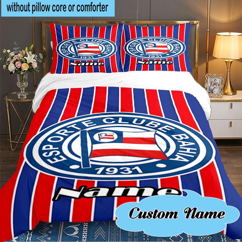 Custom Name Esporte Clube Bahia Crest Bedding Set 3pcs, Bedding Set Including 1pc Duvet Cover And 2pcs Pillowcases for Bedroom, Dormitory Gift