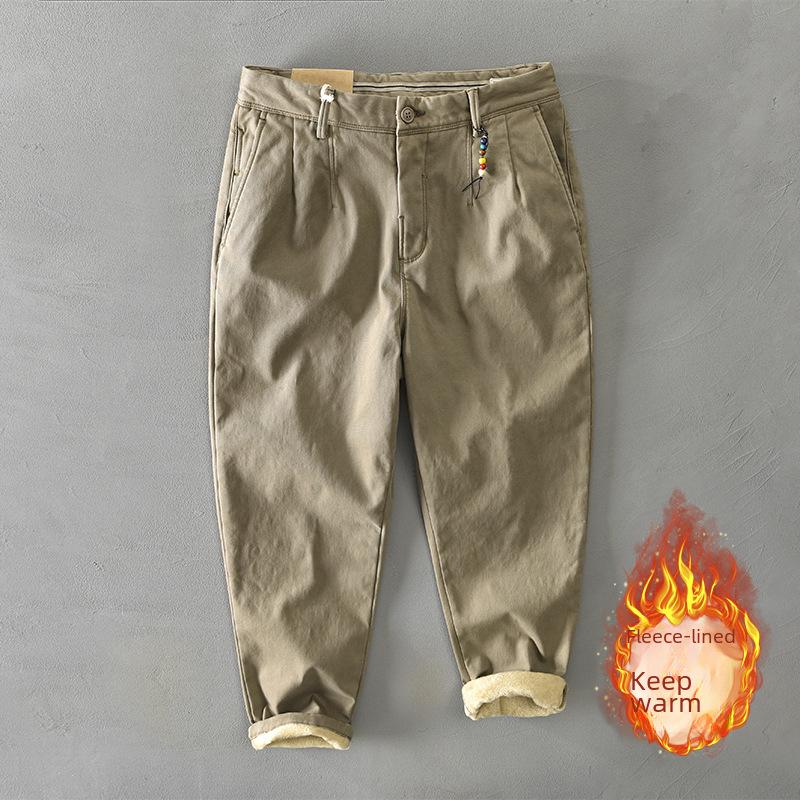 Z338 Męskie Bawełniane Ciepłe Kombinezony Casualowe Plus Aksamit - Edycja Jesienno-Zimowa