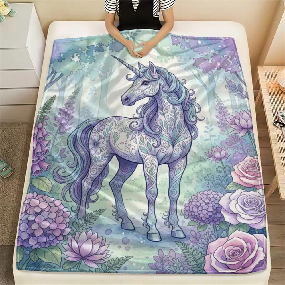

Unicorn Animal Print Flannel Blanket, High quality Comfortable for All Seasons, Home Decor, Warmth and Comfort, Perfect for Christmas Gifts143 80cm x 120cm