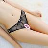 Women's Lace Embroidery Open Crotch Thong T-back - Seductive Transparent Panties 2195