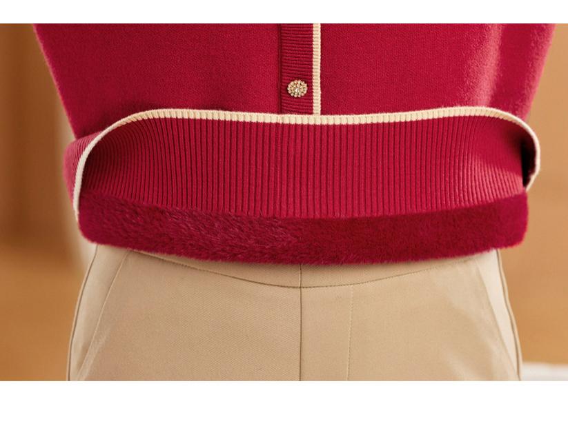 Mom's Stylish Winter Two-Piece Look Warm Base Layer Shirt for Middle-Aged & Elderly Women, Fleece-Lined Thickened Sweater