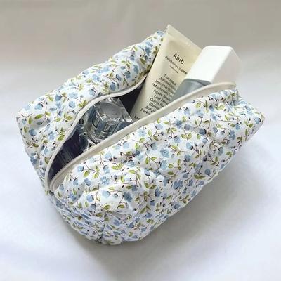 Flower Printed Zipper Makeup Bag Storage Organizer Makeup Accessory Toiletry Bag Cosmetic Pouch Travel Cosmetic Bag