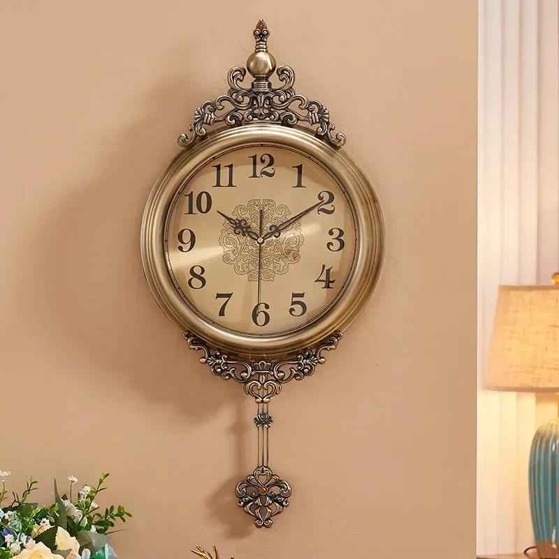 Metal European clock wall clock living room home fashion personality creative simple Nordic American retro pocket watch G7G5X1