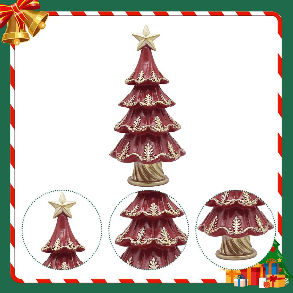 Xmas Tree Figurine Resin Christmas Tree Ornament Xmas Tabletop Centerpieces