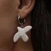 Metal Geometric Round Ear Hoop White Peace Dove Earrings For Women European American Style Personality Jewelry Gifts