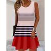 Large Size Women's Dress Fashionable 3D Plaid Print Sleeveless Elastic Round Neck Summer Dress