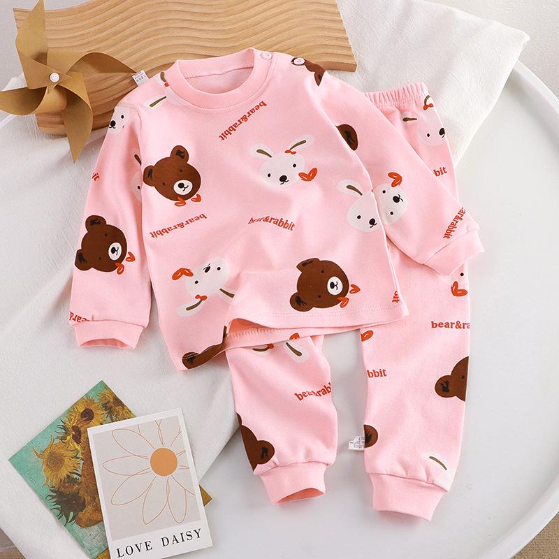 

Детский комплект базового слоя из чистого хлопка - Стиль школьной формы для младенцев и девочек, для носки осенью и весной 120 cm