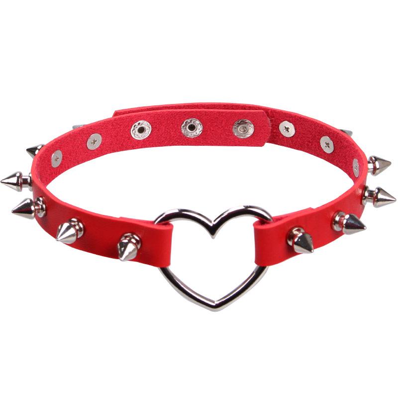 Love Heart Harajuku Spiked PU Leather Choker Necklace
