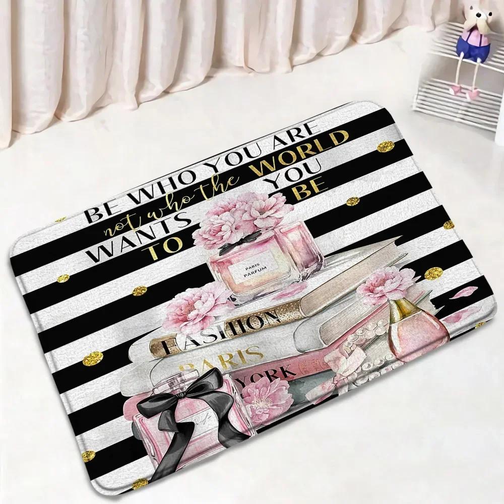 Set Tenda da Doccia Profumo Moda Fiore Rosa Rosa Donna Moderna Ragazza Decorazioni Bagno Casa Tappetino Antiscivolo Tappetino da Bagno Copri Sedile WC