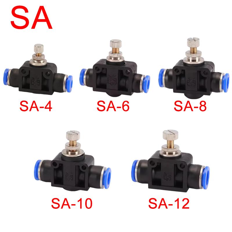 Air Flow Speed Control Valve Tube Water Hose Pneumatic Push In Fittings Throttle Valve SA 4-12mm Ventilation Valves 4