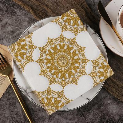 20 adet/paket 33*33cm 2 katlı tek kullanımlık parti peçetesi altın desen