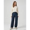 Womens Wide Leg Jeans Loose Fit Pocket Design Ruffled Cuffs Washed Denim Mid Waist Long Pants