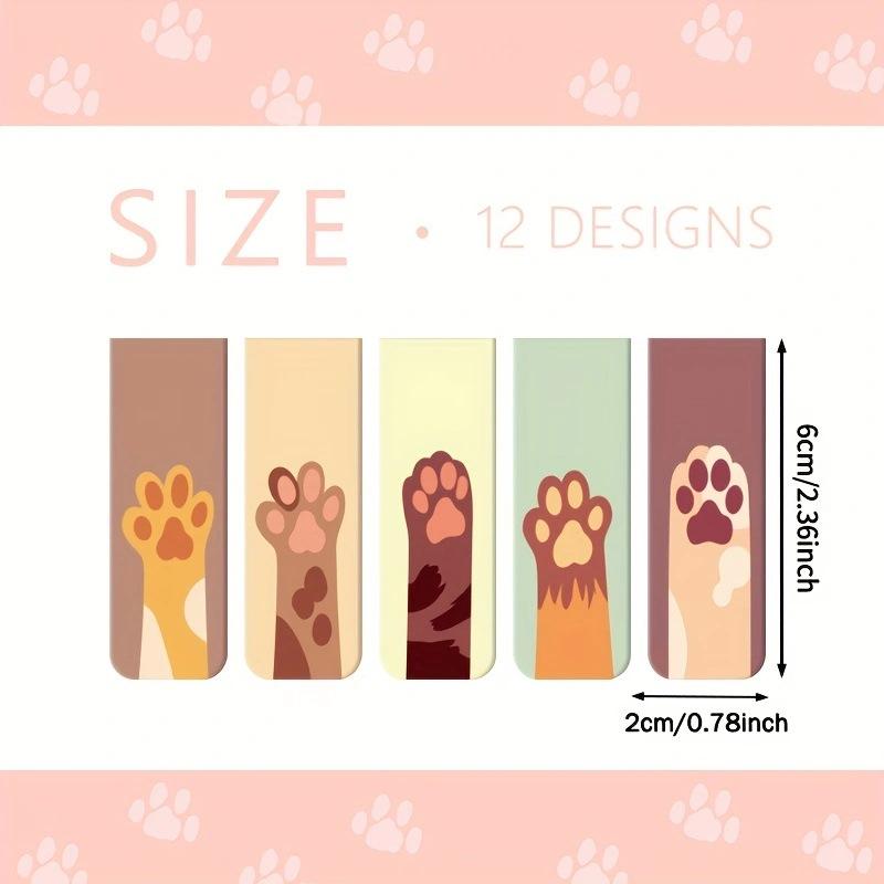 12 Pcs Style Magnetic Bookmarks with Various Patterns Magnetic Reading Bookmarks  Page Clipping Marker