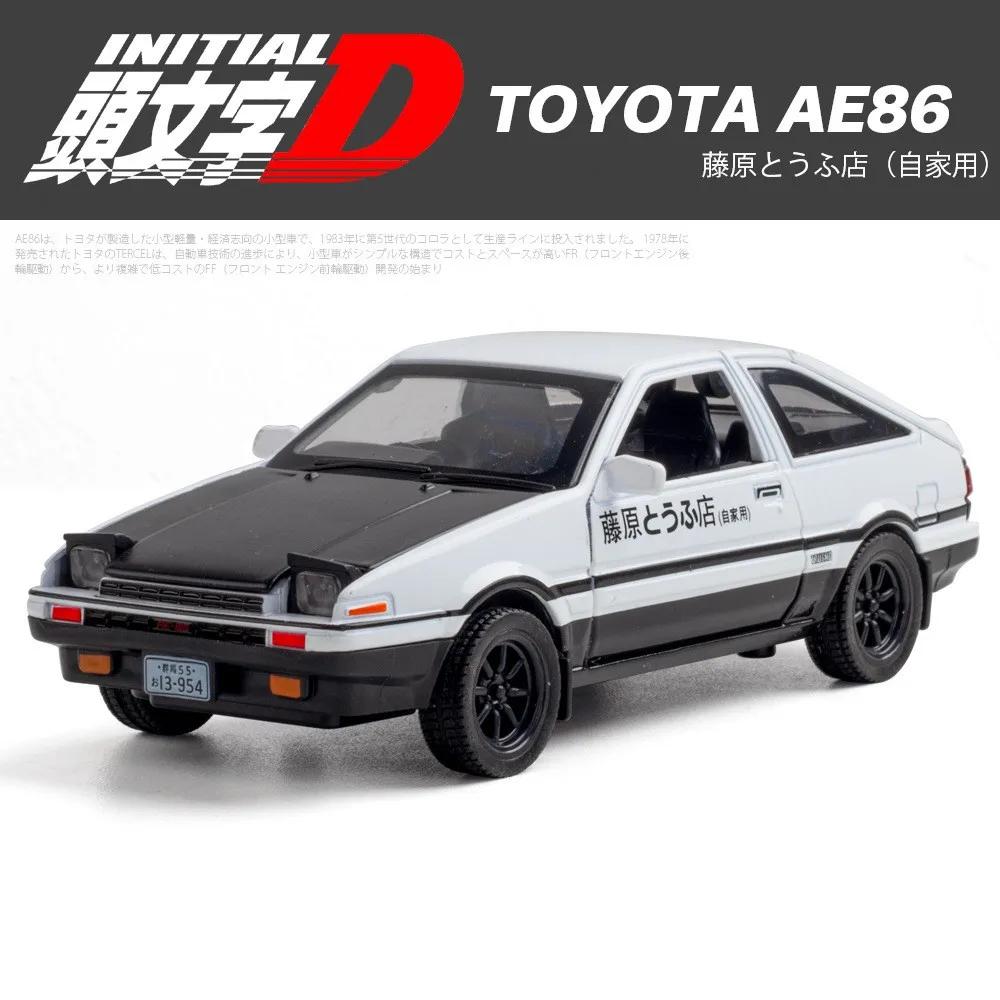 1/32 Toyota Initial D AE86 Toy Car Diecast Miniature Model Pull Back Sound Light Doors Openable Educational Collection Gift Kid