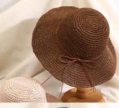 

Men S&Women S Universal Large Brim Tied Rope Hand Hook Straw Hat Summer Foldable Bow Beach Vacation Hollow Breathable Sun Hat кавовий