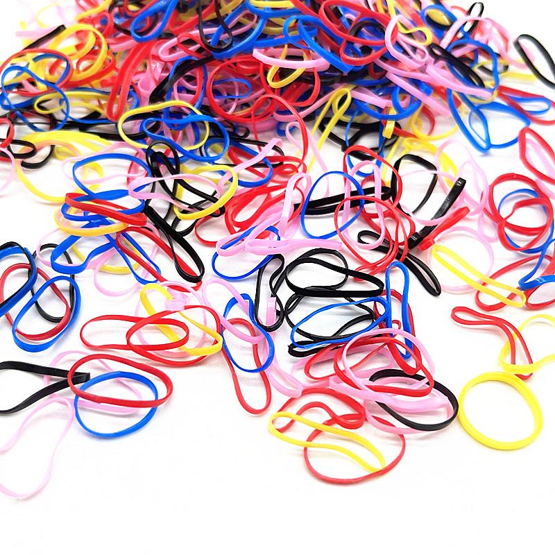 500pcs Cute Colourful Rubber Ring Disposable Elastic Hair Bands Ponytail Holder Rubber Band Scrunchies Kids Hair Accessorie